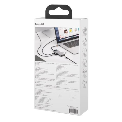 Wielofunkcyjny HUB 6w1 USB USB-C PD HDMI 3x USB 3.2 RJ45 Szary BASEUS Wielofunkcyjny HUB 6w1 USB USB-C PD HDMI 3x USB 3.2 RJ45 Szary BASEUS