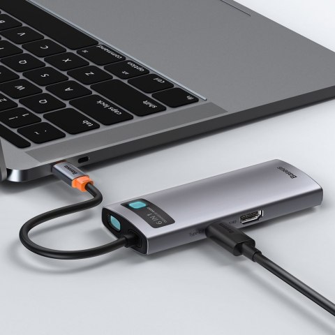 Wielofunkcyjny HUB 6w1 USB USB-C PD HDMI 3x USB 3.2 RJ45 Szary BASEUS Wielofunkcyjny HUB 6w1 USB USB-C PD HDMI 3x USB 3.2 RJ45 Szary BASEUS