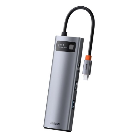 Wielofunkcyjny HUB 8w1 USB USB-C PD 100W HDMI czytnik kart SD i microSD 3x USB 3.2 RJ45 Szary BASEUS Wielofunkcyjny HUB 8w1 USB USB-C PD 100W HDMI czytnik kart SD i microSD 3x USB 3.2 RJ45 Szary BASEUS