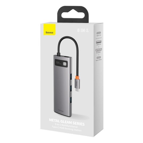 Wielofunkcyjny HUB 8w1 USB USB-C PD 100W HDMI czytnik kart SD i microSD 3x USB 3.2 RJ45 Szary BASEUS Wielofunkcyjny HUB 8w1 USB USB-C PD 100W HDMI czytnik kart SD i microSD 3x USB 3.2 RJ45 Szary BASEUS