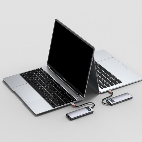 Wielofunkcyjny HUB 8w1 USB USB-C PD 100W HDMI czytnik kart SD i microSD 3x USB 3.2 RJ45 Szary BASEUS Wielofunkcyjny HUB 8w1 USB USB-C PD 100W HDMI czytnik kart SD i microSD 3x USB 3.2 RJ45 Szary BASEUS