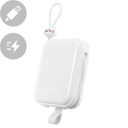 Powerbank z podstawką kabel USB-C i Iphone Lightning Cutie Series 10000mAh 22.5W biały JOYROOM