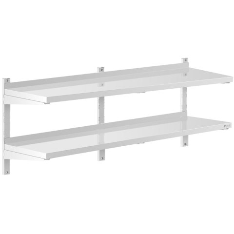 Półka ścienna wisząca gastronomiczna podwójna z regulacją STAL 150 x 40 cm Royal Catering Półka ścienna wisząca gastronomiczna podwójna z regulacją STAL 150 x 40 cm Royal Catering