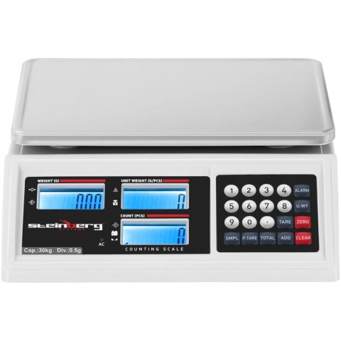Waga sklepowa handlowa licząca LCD RS232 30000 g / 0.5 g Steinberg Systems Waga sklepowa handlowa licząca LCD RS232 30000 g / 0.5 g Steinberg Systems