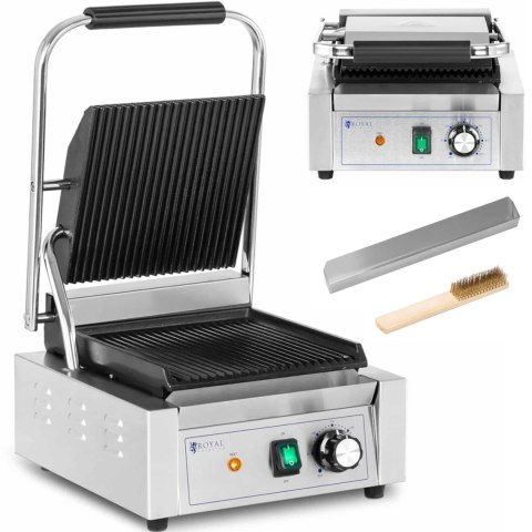 Grill kontaktowy elektryczny ryflowany 23 x 22 cm 1800 W Royal Catering