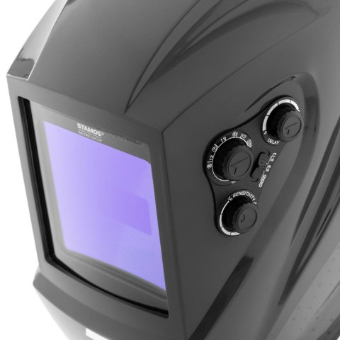 Maska przyłbica spawalnicza automatyczna z kolorowym polem COLOUR GLASS X-100B Stamos Germany Maska przyłbica spawalnicza automatyczna z kolorowym polem COLOUR GLASS X-100B Stamos Germany