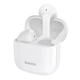 Bezprzewodowe słuchawki Bluetooth 5.0 TWS douszne wodoodporne IP64 E3 biały BASEUS