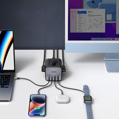 Ładowarka listwa zasilająca AC 240V GaN 2x USB-C 2x USB-A 3x AC 240V - czarna UGREEN Ładowarka listwa zasilająca AC 240V GaN 2x USB-C 2x USB-A 3x AC 240V - czarna UGREEN