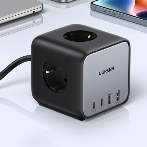 Ładowarka listwa zasilająca AC 240V GaN 2x USB-C 2x USB-A 3x AC 240V - czarna UGREEN Ładowarka listwa zasilająca AC 240V GaN 2x USB-C 2x USB-A 3x AC 240V - czarna UGREEN