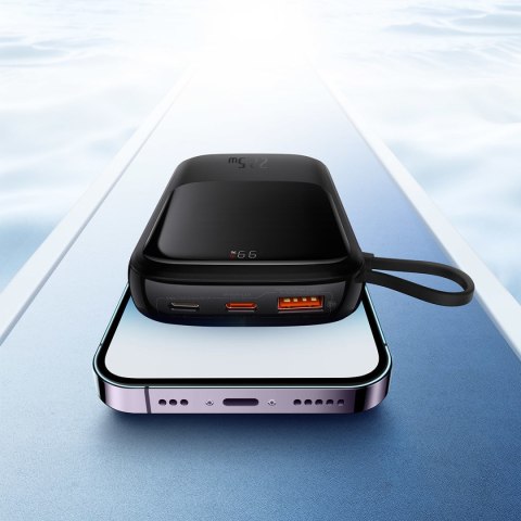 Powerbank 10000mAh USB USB-C iPhone Lightning + kabel USB-C - czarny BASEUS Powerbank 10000mAh USB USB-C iPhone Lightning + kabel USB-C - czarny BASEUS