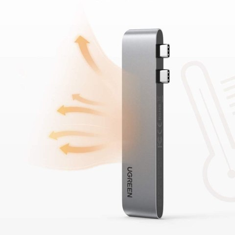 Wielofunkcyjny HUB port do MacBook Pro / Air 2x USB-C na USB-C HDMI 3x USB 3.0 - szary UGREEN Wielofunkcyjny HUB port do MacBook Pro / Air 2x USB-C na USB-C HDMI 3x USB 3.0 - szary UGREEN