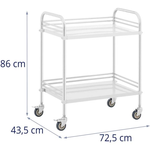Wózek laboratoryjny zabiegowy kosmetyczny ze stali 2 półki 73 x 44 x 86 cm 20 kg Steinberg Systems Wózek laboratoryjny zabiegowy kosmetyczny ze stali 2 półki 73 x 44 x 86 cm 20 kg Steinberg Systems