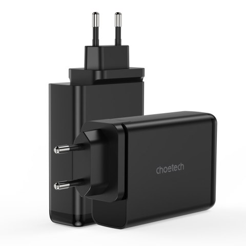 Ładowarka zasilacz GaN 140W 4 porty 2x USB-C + 2x USB - czarna CHOETECH Ładowarka zasilacz GaN 140W 4 porty 2x USB-C + 2x USB - czarna CHOETECH