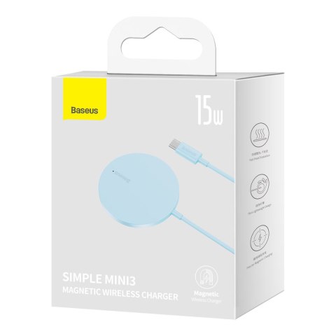 Simple Mini3 ładowarka magnetyczna indukcyjna MagSafe Qi 15W - niebieska BASEUS Simple Mini3 ładowarka magnetyczna indukcyjna MagSafe Qi 15W - niebieska BASEUS