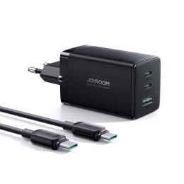 Szybka ładowarka sieciowa GaN USB 2x USB-C + kabel USB-C 1.2m - czarna JOYROOM