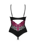 Body Rosenty otwarte Czarno-Różowy XS/S