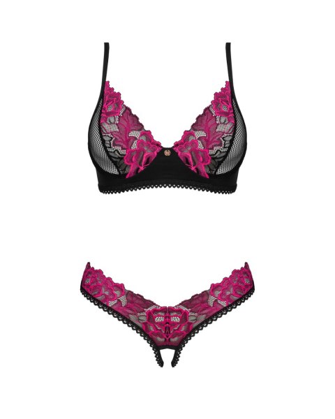 Komplet Rosenty 2-częściowy otwarty Czarno-Różowy XL/XXL Komplet Rosenty 2-częściowy otwarty Czarno-Różowy XL/XXL