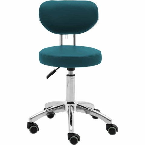 Krzesło kosmetyczne obrotowe z oparciem na kółkach 46-60 cm ASCONA - turkusowe Physa Krzesło kosmetyczne obrotowe z oparciem na kółkach 46-60 cm ASCONA - turkusowe Physa