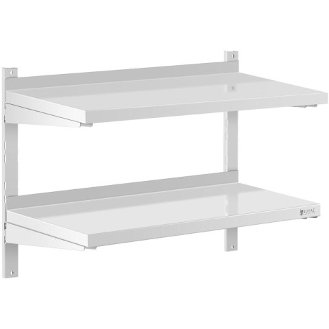 Półka ścienna wisząca gastronomiczna podwójna z regulacją STAL 80 x 40 cm Royal Catering Półka ścienna wisząca gastronomiczna podwójna z regulacją STAL 80 x 40 cm Royal Catering