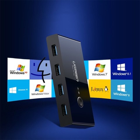 Switch box HUB przełącznik 4x USB 3.2 Gen 1 rozdzielacz USB na dwa komputery - czarny UGREEN Switch box HUB przełącznik 4x USB 3.2 Gen 1 rozdzielacz USB na dwa komputery - czarny UGREEN