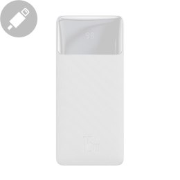 Bipow powerbank z szybkim ładowaniem 20000mAh 15W USB microUSB 25cm biały BASEUS