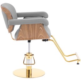 Fotel fryzjerski barberski kosmetyczny z podnóżkiem Physa FILEY - szary ze złotem Physa