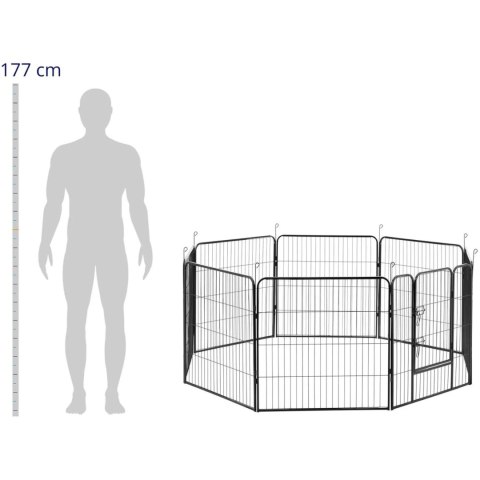 Kojec zagroda wybieg dla psów szczeniąt z bramką wys. 81 cm 8 segmentów WIESENFIELD Kojec zagroda wybieg dla psów szczeniąt z bramką wys. 81 cm 8 segmentów WIESENFIELD