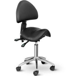Krzesło kosmetyczne siodłowe z oparciem obrotowe regulowane BERLIN - czarne Physa