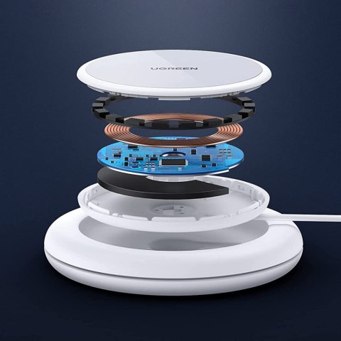 Ładowarka bezprzewodowa Qi 15W z silikonowym etui kompatybilna z MagSafe biały UGREEN Ładowarka bezprzewodowa Qi 15W z silikonowym etui kompatybilna z MagSafe biały UGREEN
