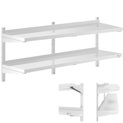 Półka ścienna wisząca gastronomiczna podwójna z regulacją STAL 140 x 40 cm Royal Catering Półka ścienna wisząca gastronomiczna podwójna z regulacją STAL 140 x 40 cm Royal Catering