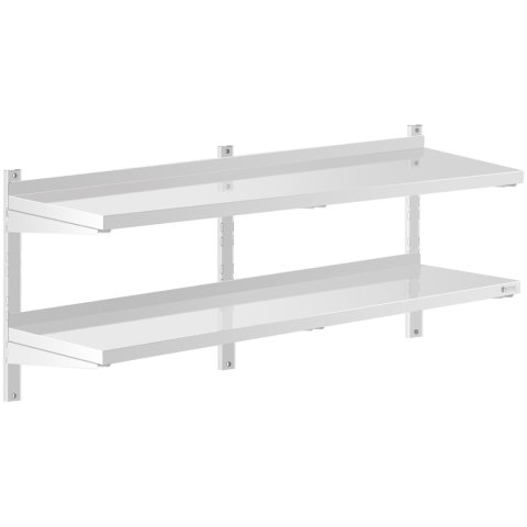 Półka ścienna wisząca gastronomiczna podwójna z regulacją STAL 140 x 40 cm Royal Catering Półka ścienna wisząca gastronomiczna podwójna z regulacją STAL 140 x 40 cm Royal Catering