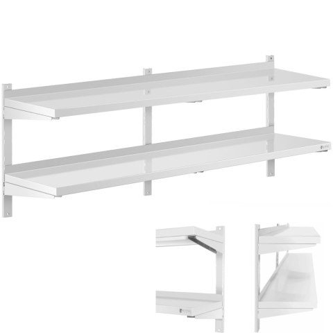 Półka ścienna wisząca gastronomiczna podwójna z regulacją STAL 160 x 40 cm Royal Catering Półka ścienna wisząca gastronomiczna podwójna z regulacją STAL 160 x 40 cm Royal Catering