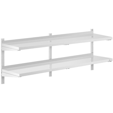 Półka ścienna wisząca gastronomiczna podwójna z regulacją STAL 160 x 40 cm Royal Catering Półka ścienna wisząca gastronomiczna podwójna z regulacją STAL 160 x 40 cm Royal Catering