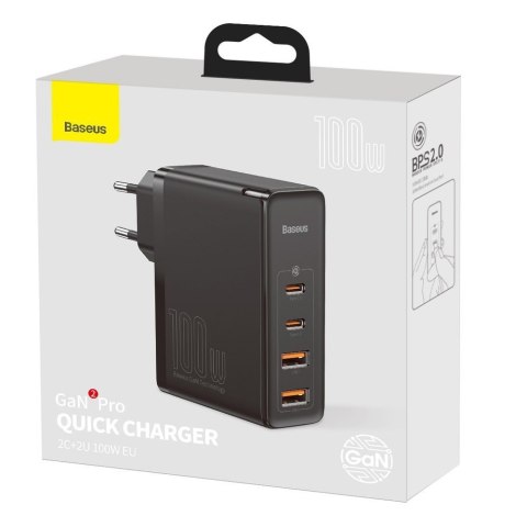 Szybka ładowarka sieciowa GaN2 Pro USB USB-C QC PD 100W czarny BASEUS Szybka ładowarka sieciowa GaN2 Pro USB USB-C QC PD 100W czarny BASEUS
