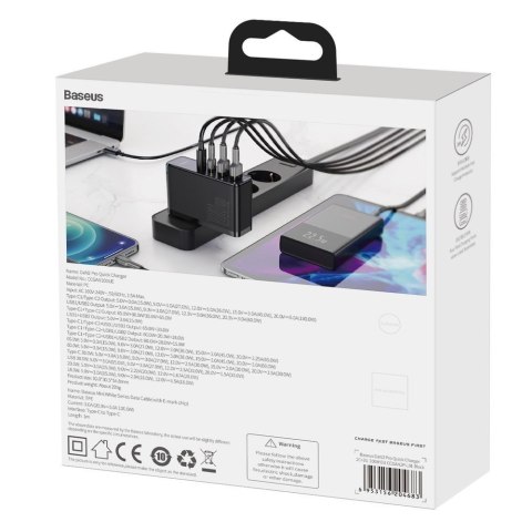 Szybka ładowarka sieciowa GaN2 Pro USB USB-C QC PD 100W czarny BASEUS Szybka ładowarka sieciowa GaN2 Pro USB USB-C QC PD 100W czarny BASEUS