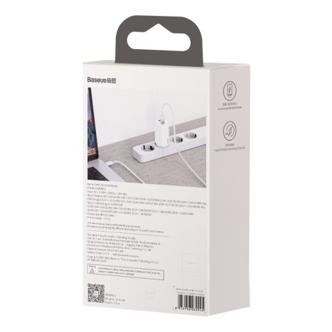 Szybka ładowarka sieciowa GaN2 Pro USB USB-C QC PD 65W biały BASEUS Szybka ładowarka sieciowa GaN2 Pro USB USB-C QC PD 65W biały BASEUS