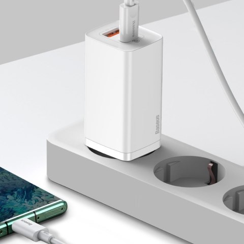 Szybka ładowarka sieciowa GaN2 Pro USB USB-C QC PD 65W biały BASEUS Szybka ładowarka sieciowa GaN2 Pro USB USB-C QC PD 65W biały BASEUS