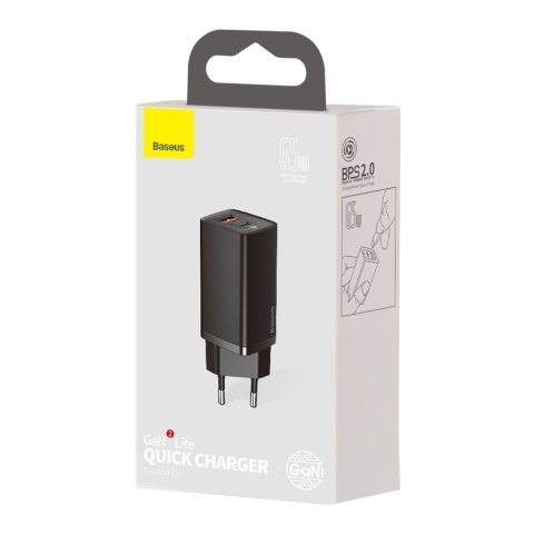 Szybka ładowarka sieciowa GaN2 Pro USB USB-C QC PD 65W czarny BASEUS Szybka ładowarka sieciowa GaN2 Pro USB USB-C QC PD 65W czarny BASEUS