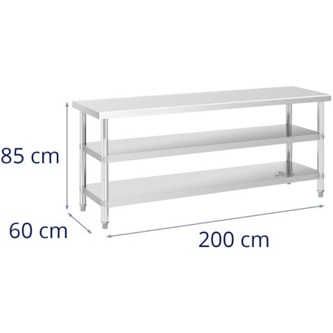 Stół blat roboczy stalowy nierdzewny 2 półki 200x60cm Royal Catering Stół blat roboczy stalowy nierdzewny 2 półki 200x60cm Royal Catering