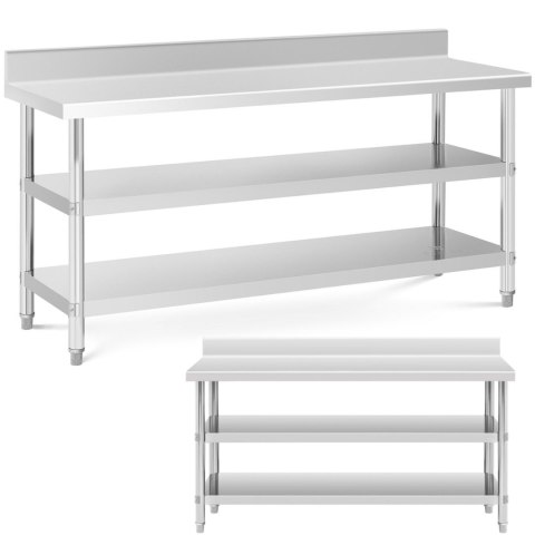 Stół blat roboczy stalowy nierdzewny przyścienny z rantem 2 półki 180x60cm Royal Catering Stół blat roboczy stalowy nierdzewny przyścienny z rantem 2 półki 180x60cm Royal Catering