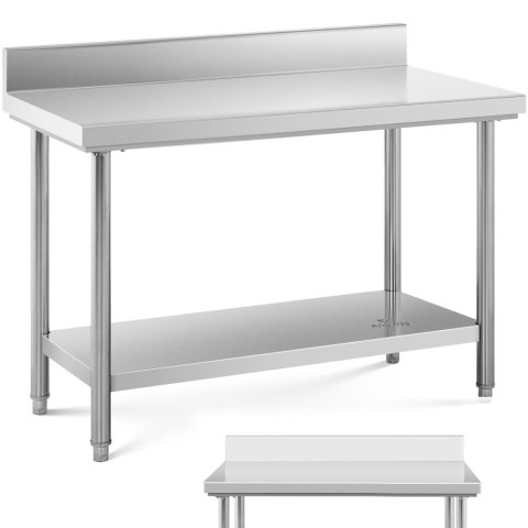 Stół blat roboczy stalowy nierdzewny przyścienny z rantem i półką 120x60cm Royal Catering Stół blat roboczy stalowy nierdzewny przyścienny z rantem i półką 120x60cm Royal Catering