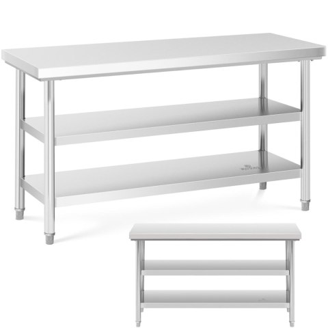 Stół blat roboczy stalowy nierdzewny z 2 półkami 150x60cm Royal Catering Stół blat roboczy stalowy nierdzewny z 2 półkami 150x60cm Royal Catering
