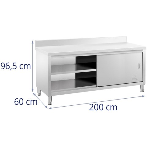 Szafka stojąca nierdzewna z rantem przyścienna drzwiczki suwane 200x60cm Royal Catering Szafka stojąca nierdzewna z rantem przyścienna drzwiczki suwane 200x60cm Royal Catering