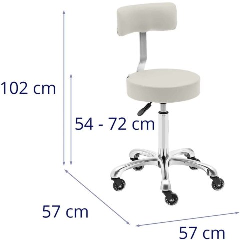 Krzesło taboret hoker kosmetyczny z oparciem na kółkach do 150 kg WELLS beżowy Physa Krzesło taboret hoker kosmetyczny z oparciem na kółkach do 150 kg WELLS beżowy Physa
