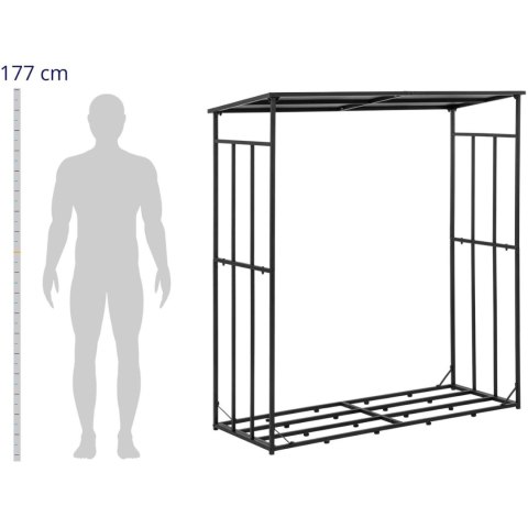 Stojak na drewno opałowe metalowy zewnętrzny z dachem do 300 kg 161 x 65 x 177 cm Hillvert Stojak na drewno opałowe metalowy zewnętrzny z dachem do 300 kg 161 x 65 x 177 cm Hillvert