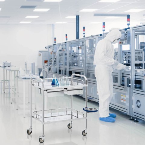 Wózek laboratoryjny zabiegowy kosmetyczny ze stali 2 półki 2 szuflady 65 x 60 x 86 cm 20 kg Steinberg Systems Wózek laboratoryjny zabiegowy kosmetyczny ze stali 2 półki 2 szuflady 65 x 60 x 86 cm 20 kg Steinberg Systems