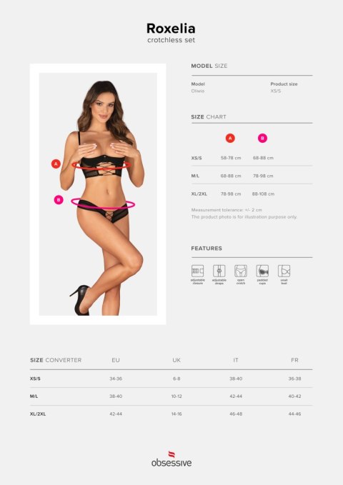 Komplet Roxelia 2-częściowy otwarty Czarny XL/XXL Komplet Roxelia 2-częściowy otwarty Czarny XL/XXL