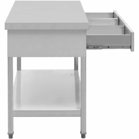 Stół blat roboczy gastronomiczny stalowy z półką szufladami 150 x 60 cm do 295 kg Royal Catering Stół blat roboczy gastronomiczny stalowy z półką szufladami 150 x 60 cm do 295 kg Royal Catering