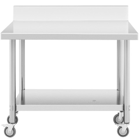 Stół metalowy gastronomiczny na kółkach z półką i rantem STAL 70 x 100 cm Royal Catering Stół metalowy gastronomiczny na kółkach z półką i rantem STAL 70 x 100 cm Royal Catering