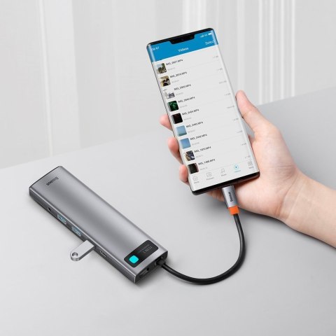 Wielofunkcyjny HUB replikator portów USB-C Metal Gleam 11w1 szary BASEUS Wielofunkcyjny HUB replikator portów USB-C Metal Gleam 11w1 szary BASEUS